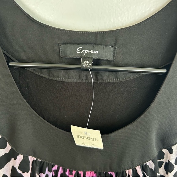 NWT Express 100% Silk Purple Leopard Print Sleeveless A-line Mini Dress Size XS - Picture 5 of 8